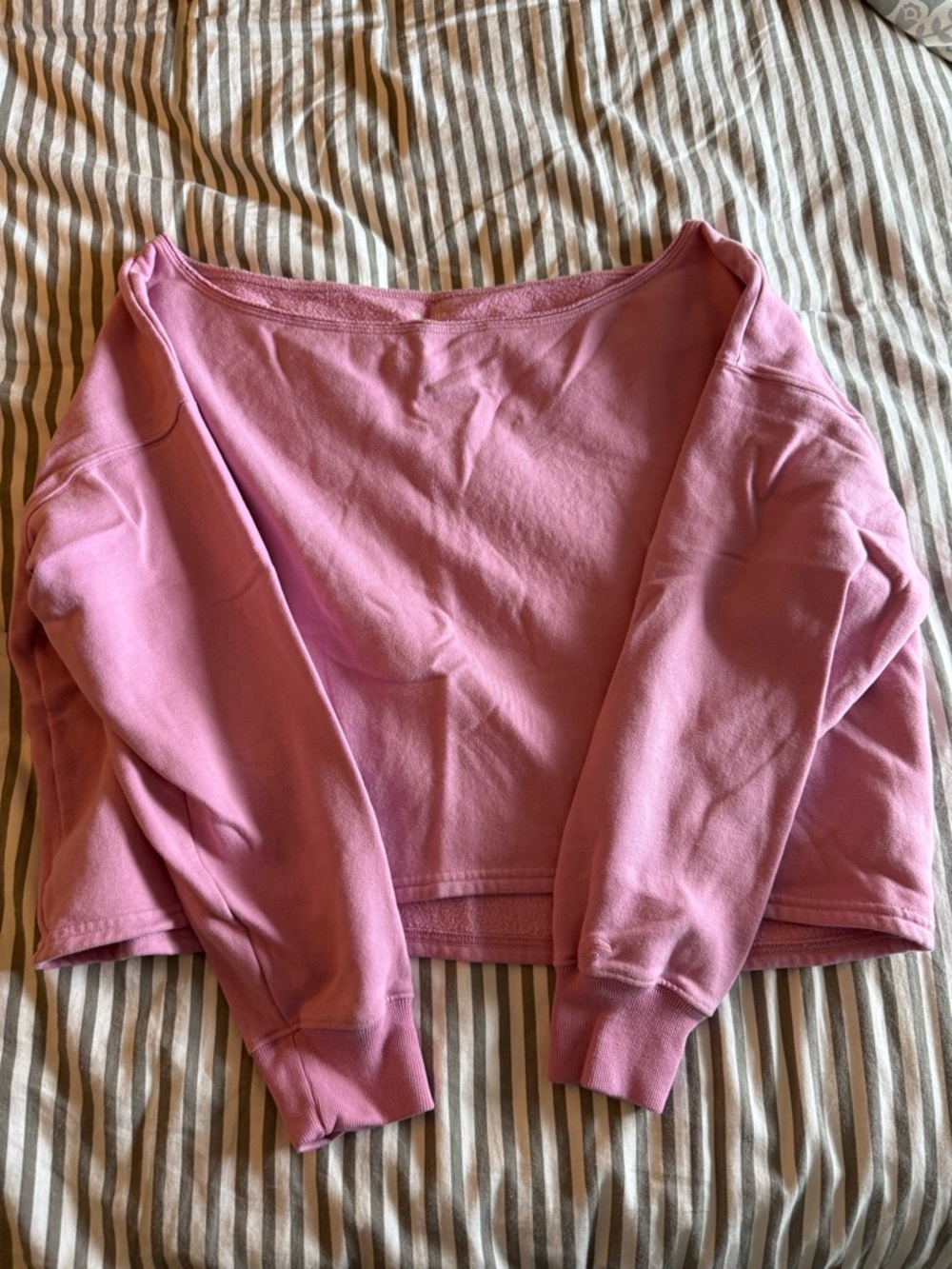 Off the shoulder cropped sweatshirt